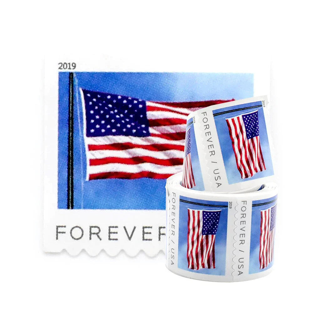 2019 U.S. Flag Forever Stamps – 100 Pcs Coil Roll (Self-Adhesive)